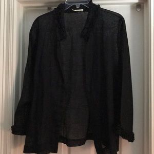 Lantana sheer linen black jacket with ruffles XL